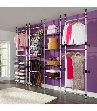 vidaXL Telescopic Wardrobe System with Shelves Aluminium