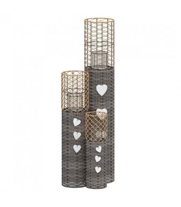 vidaXL Candle Holders 3 pcs Grey Wicker