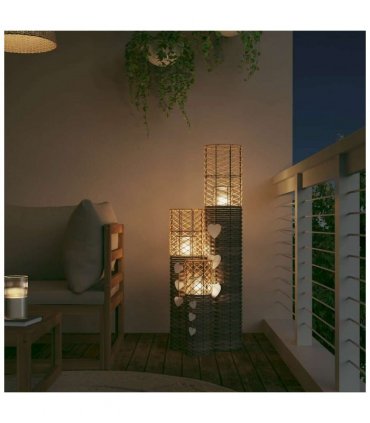 vidaXL Candle Holders 3 pcs Grey Wicker