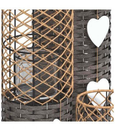 vidaXL Candle Holders 3 pcs Grey Wicker