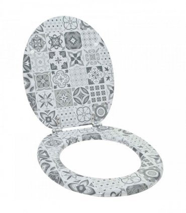 vidaXL Soft-Close Toilet Seat Grey 44 x 38 cm MDF board