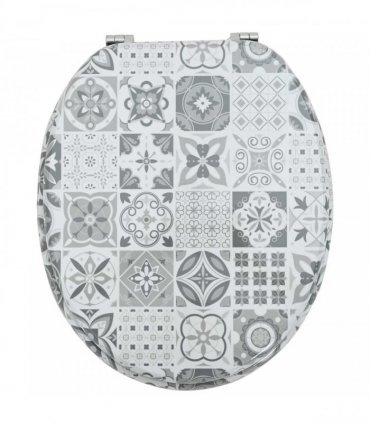 vidaXL Soft-Close Toilet Seat Grey 44 x 38 cm MDF board