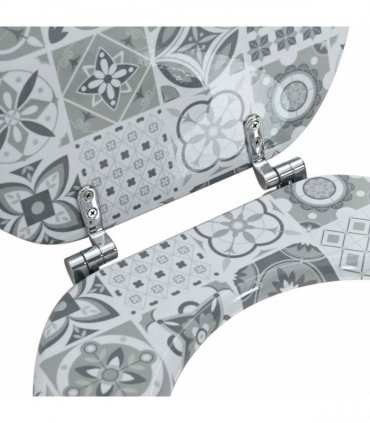 vidaXL Soft-Close Toilet Seat Grey 44 x 38 cm MDF board