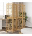 vidaXL Room Divider 4 Panels Brown Solid Wood Paulownia