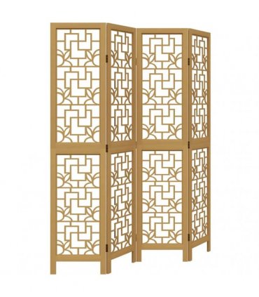 vidaXL Room Divider 4 Panels Brown Solid Wood Paulownia