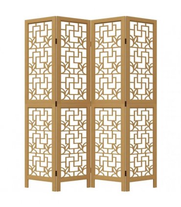 vidaXL Room Divider 4 Panels Brown Solid Wood Paulownia