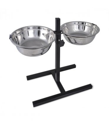 vidaXL Adjustable Double Diner Pet Dog Feeding Stand & 2 x 4.1L Stainless Steel Bowls