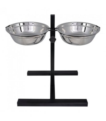 vidaXL Adjustable Double Diner Pet Dog Feeding Stand & 2 x 4.1L Stainless Steel Bowls