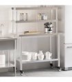vidaXL Kitchen Work Table with Overshelf 110x55x150 cm Stainless Steel
