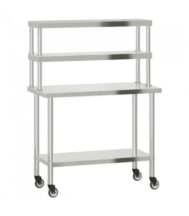 vidaXL Kitchen Work Table with Overshelf 110x55x150 cm Stainless Steel