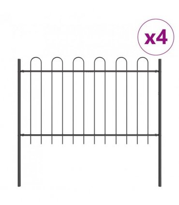 vidaXL Garden Fence 4 pcs Grey 6.8 x 1.2 m Powder-coated Steel