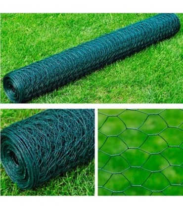 vidaXL Mesh Fence Steel Hexagon 1x25 m Dark Green