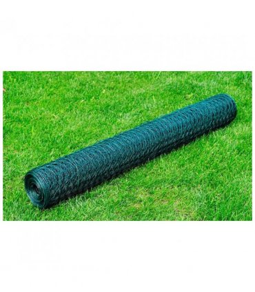 vidaXL Mesh Fence Steel Hexagon 1x25 m Dark Green