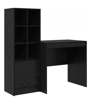 vidaXL Desk with Drawer with Shelf with Storage 2 pcs Black Oak