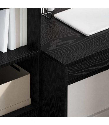 vidaXL Desk with Drawer with Shelf with Storage 2 pcs Black Oak