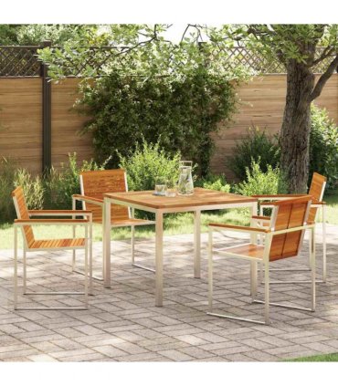 vidaXL Garden Dining Set 5 pcs Brown Solid Acacia Wood