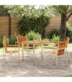 vidaXL Garden Dining Set 5 pcs Brown Solid Acacia Wood