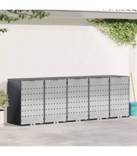 vidaXL Wheelie Bin Storage for 5 Bins Anthracite 340 x 77.5 x 115.5 cm