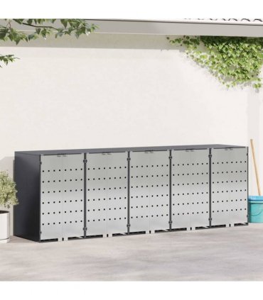 vidaXL Wheelie Bin Storage for 5 Bins Anthracite 340 x 77.5 x 115.5 cm