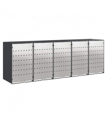 vidaXL Wheelie Bin Storage for 5 Bins Anthracite 340 x 77.5 x 115.5 cm