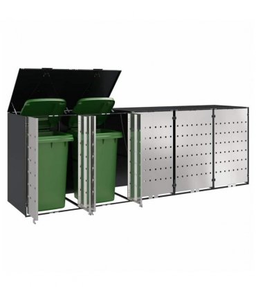 vidaXL Wheelie Bin Storage for 5 Bins Anthracite 340 x 77.5 x 115.5 cm