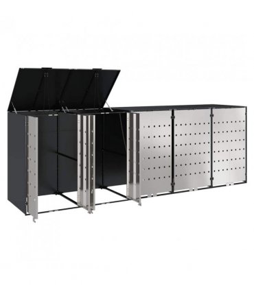 vidaXL Wheelie Bin Storage for 5 Bins Anthracite 340 x 77.5 x 115.5 cm