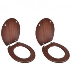 vidaXL Toilet Seats with Lids 2 pcs MDF Brown