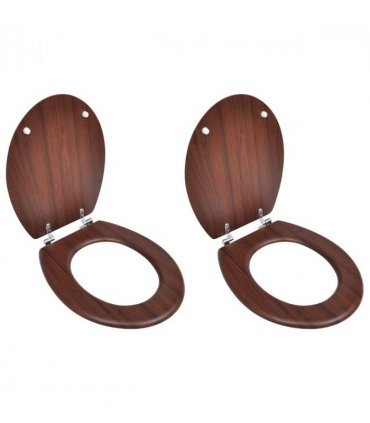vidaXL Toilet Seats with Lids 2 pcs MDF Brown