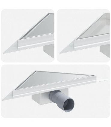 vidaXL 2 in 1 Triangle Shower Drain Silver 32 x 32 x 7.5 cm