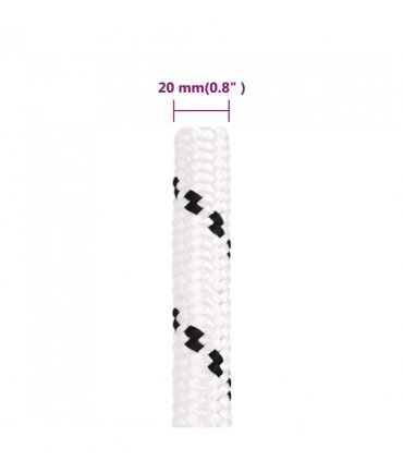 vidaXL Braided Boat Rope White 20 mmx50 m Polyester