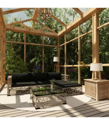vidaXL Garden Lounge Set | Grey | PE Rattan, Powder-Coated Steel, Tempered Glass