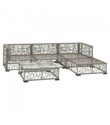 vidaXL Garden Lounge Set | Grey | PE Rattan, Powder-Coated Steel, Tempered Glass