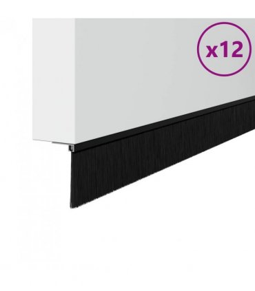 vidaXL Self-adhesive Door Brush Seals 12 pcs Black 100 cm