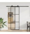 vidaXL Sliding Door with Hardware Set Black 76x205 cm ESG Glass