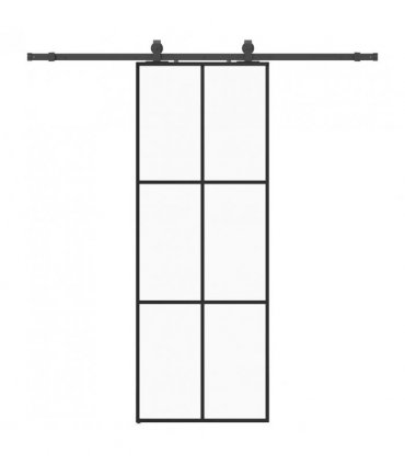vidaXL Sliding Door with Hardware Set Black 76x205 cm ESG Glass