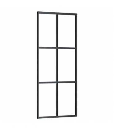 vidaXL Sliding Door with Hardware Set Black 76x205 cm ESG Glass