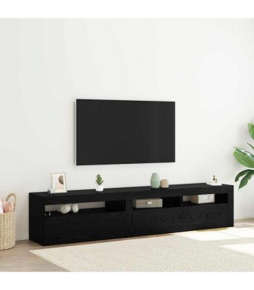 vidaXL TV Cabinet 2 pcs Black Oak 195 x 35 x 40 cm Engineered Wood
