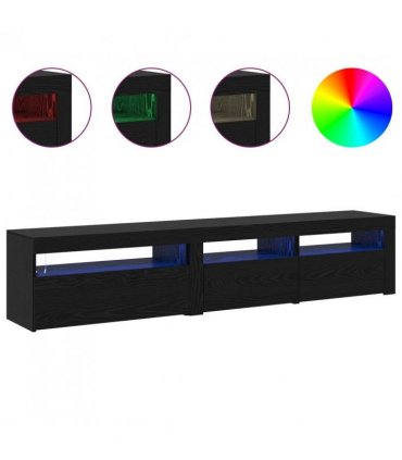 vidaXL TV Cabinet 2 pcs Black Oak 195 x 35 x 40 cm Engineered Wood
