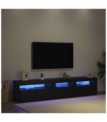 vidaXL TV Cabinet 2 pcs Black Oak 195 x 35 x 40 cm Engineered Wood