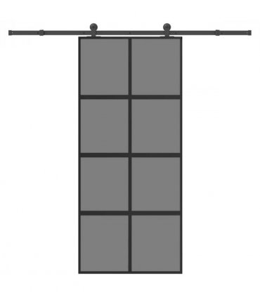vidaXL Sliding Door with Hardware Set 90x205 cm Tempered Glass and Aluminium