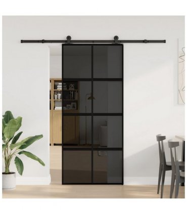 vidaXL Sliding Door with Hardware Set 90x205 cm Tempered Glass and Aluminium