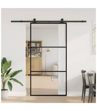 vidaXL Sliding Door with Hardware Set 102x205 cm ESG Glass&Aluminium