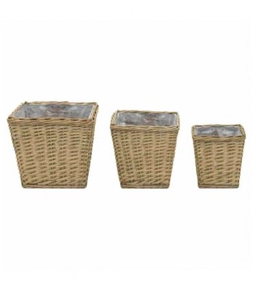 vidaXL Raised Bed 3 pcs Wicker with PE Lining