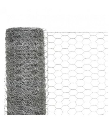 vidaXL Chicken Wire Fence Galvanised Steel 25x1.2 m Silver