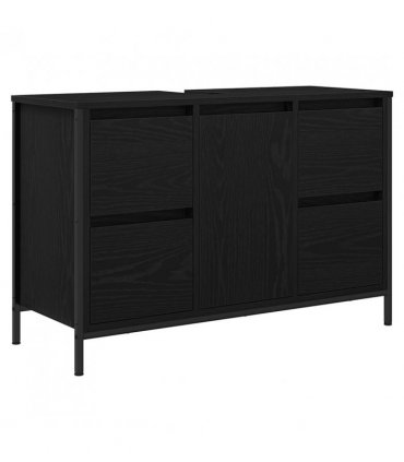 vidaXL Bathroom Furniture Set with Drawer with Shelf 2 pcs Black oak