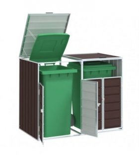 vidaXL Wheelie Bin Storage for Double Bins Brown 144x81x113 cm Steel