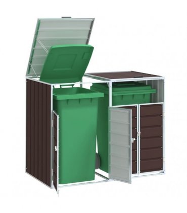 vidaXL Wheelie Bin Storage for Double Bins Brown 144x81x113 cm Steel