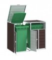 vidaXL Wheelie Bin Storage for Double Bins Brown 144x81x113 cm Steel