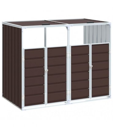 vidaXL Wheelie Bin Storage for Double Bins Brown 144x81x113 cm Steel