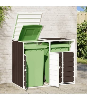 vidaXL Wheelie Bin Storage for Double Bins Brown 144x81x113 cm Steel